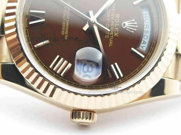 1226 Sophisticated Day-Date 40mm 228239 RG Noob 1:1 Best Edition Brown Roman Dial On RG President Bracelet A 3707